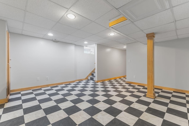 1096 14th Ave SE, Minneapolis, MN 55414 - finished below grade area featuring recessed lighting, stairway, a paneled ceiling, and light flooring