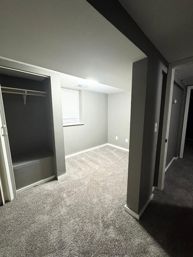 basement featuring carpet