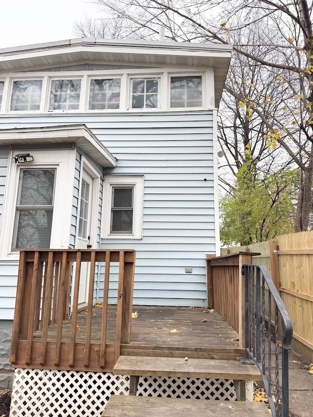 doorway to property with a wooden deck