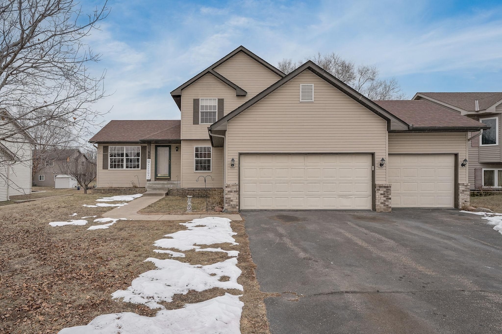 view of front property with a garage