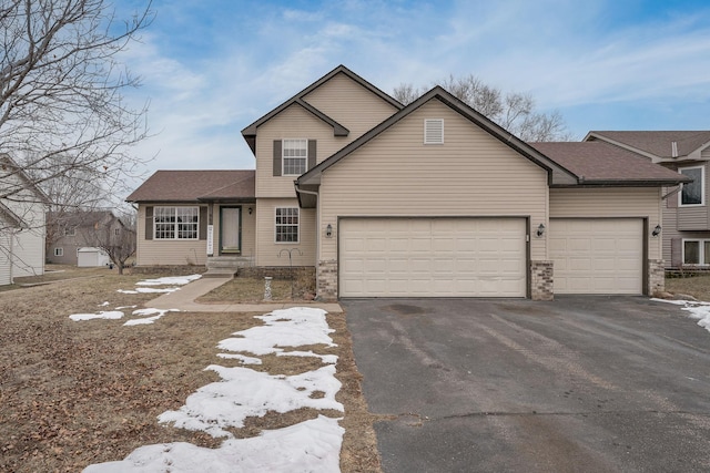 view of front property with a garage