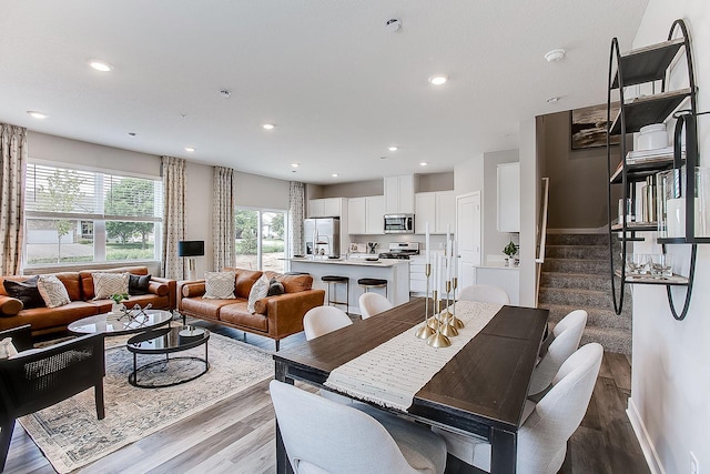 dining area featuring light hardwood / wood-style floors