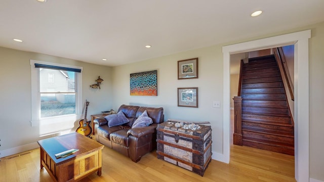 living room featuring light hardwood / wood-style floors