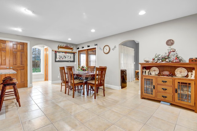 view of tiled dining room