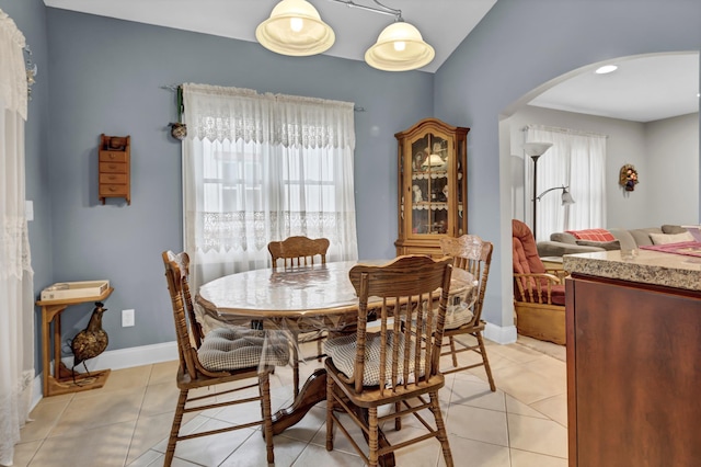 tiled dining space featuring a wealth of natural light