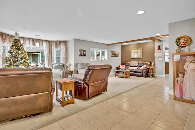 view of tiled living room