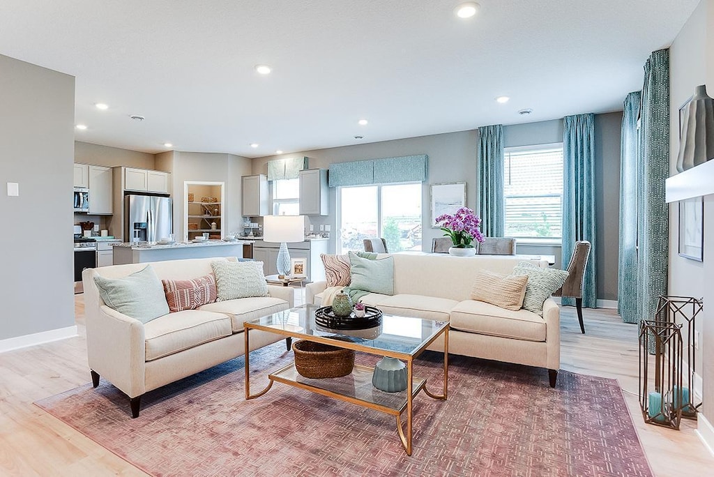 living room featuring light hardwood / wood-style flooring