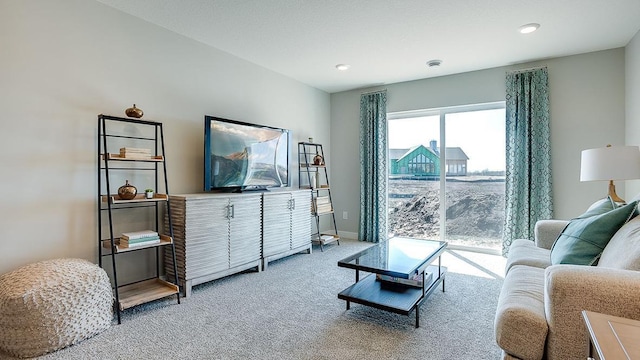 living room with carpet flooring