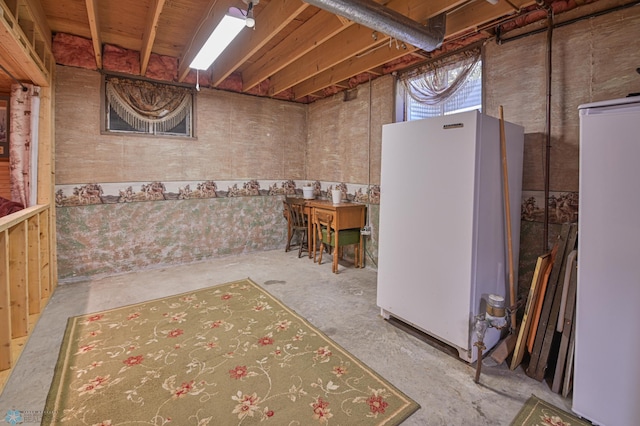 429 Bridge Ave, Warren, MN 56762 - unfinished below grade area featuring freestanding refrigerator and refrigerator