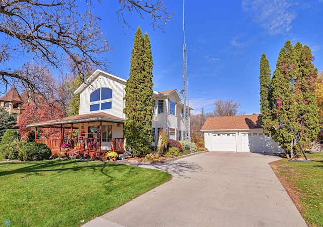 429 Bridge Ave, Warren, MN 56762 - view of front of home with a front lawn, a porch, and a detached garage
