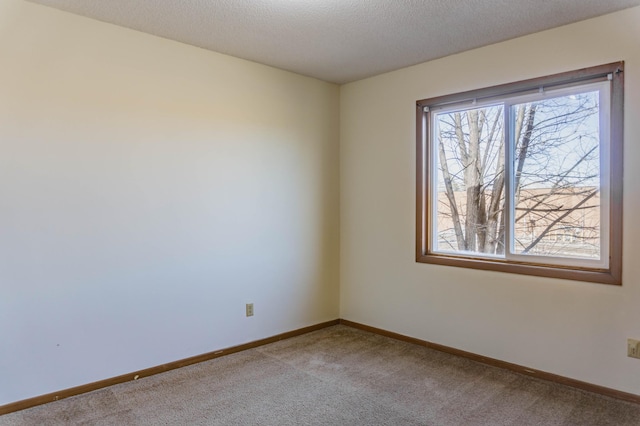 unfurnished room with light colored carpet and a textured ceiling