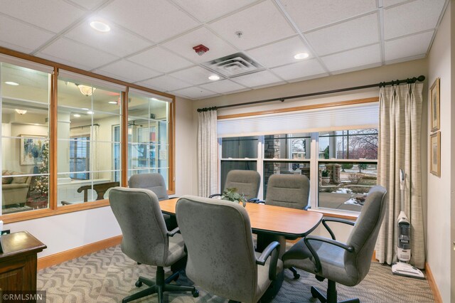 5650 Boone Ave N Unit 321, New Hope, MN 55428 - home office featuring carpet floors, baseboards, recessed lighting, and a paneled ceiling