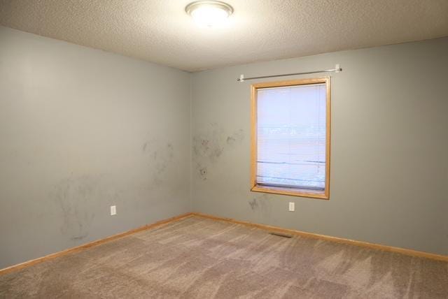 carpeted spare room with a textured ceiling