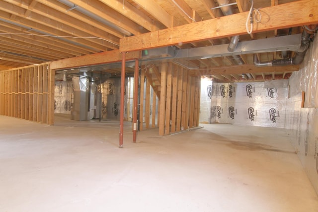 basement with heating unit