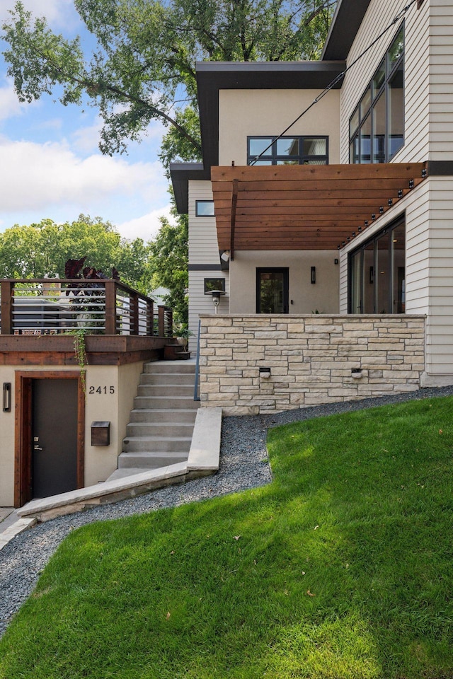 exterior space with a pergola