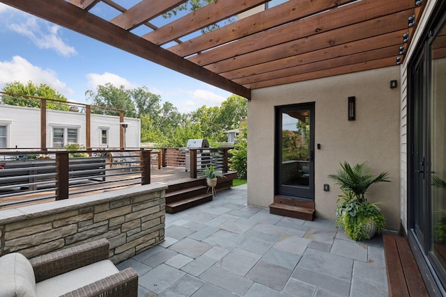 view of patio / terrace featuring a pergola