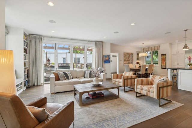 living room with hardwood / wood-style floors