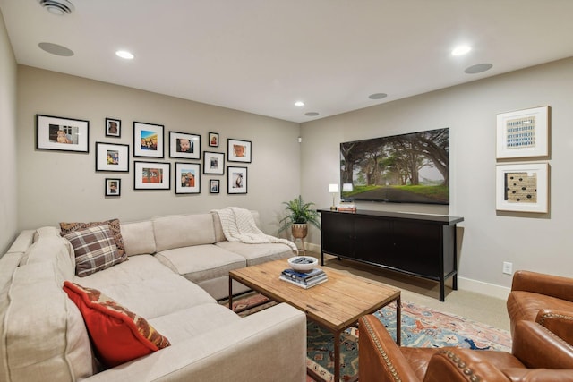 living room featuring carpet floors