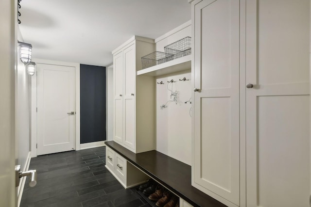 mudroom with dark hardwood / wood-style flooring