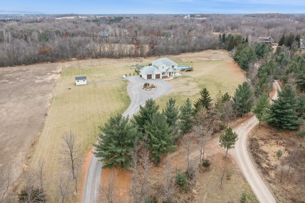 drone / aerial view featuring a rural view