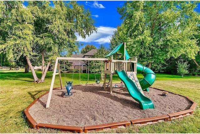 view of play area with a lawn