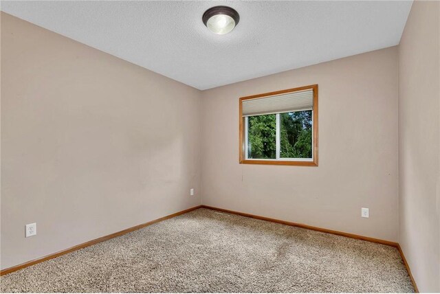 carpeted empty room with a textured ceiling