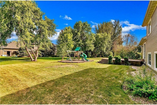 view of yard featuring a playground