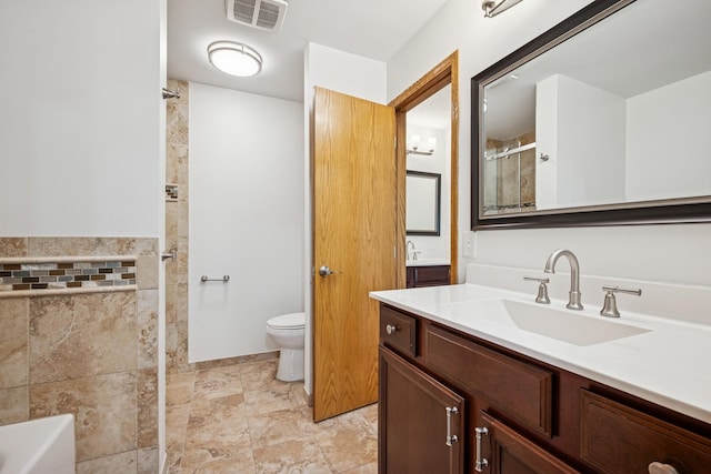 3876 Westbury Ln, Eagan, MN 55123 - full bath with a tile shower, toilet, vanity, and a tub to relax in