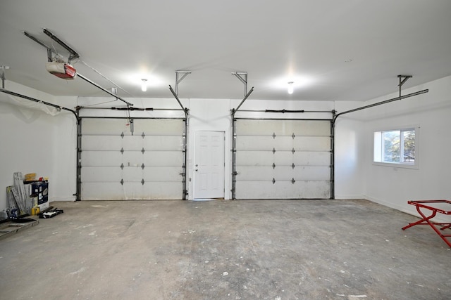 garage with a garage door opener