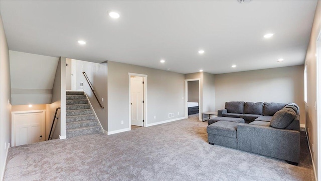 living room with carpet flooring