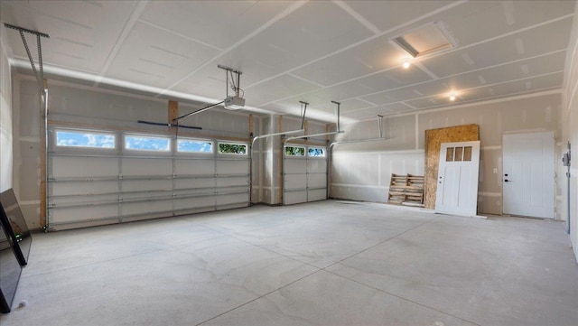 garage with a garage door opener