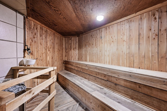 view of sauna / steam room with hardwood / wood-style flooring