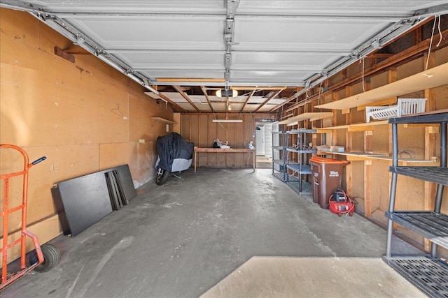 garage with a garage door opener