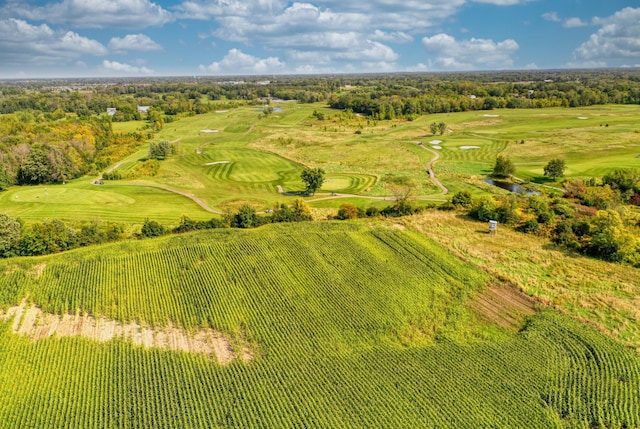 aerial view featuring view of golf course