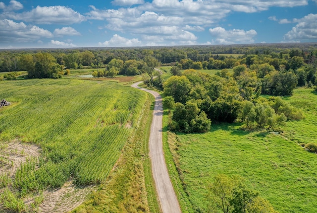 aerial view with a wooded view