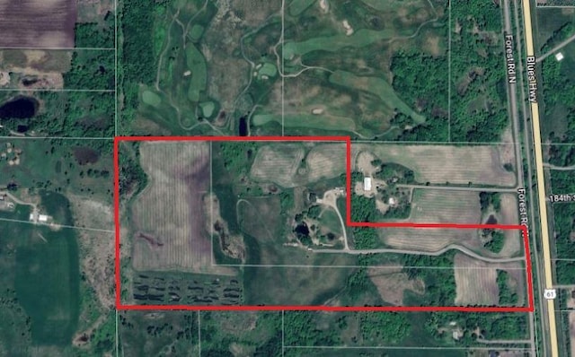18340 Forest Rd N, Forest Lake, MN 55025 - map of property location with property parcel outlined