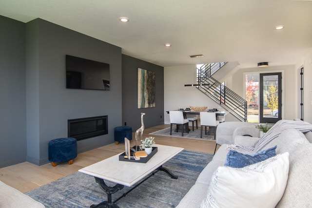 living room featuring light wood-type flooring