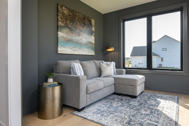 living room with wood-type flooring