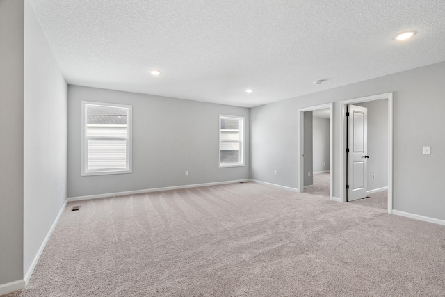 carpeted spare room featuring plenty of natural light and a textured ceiling