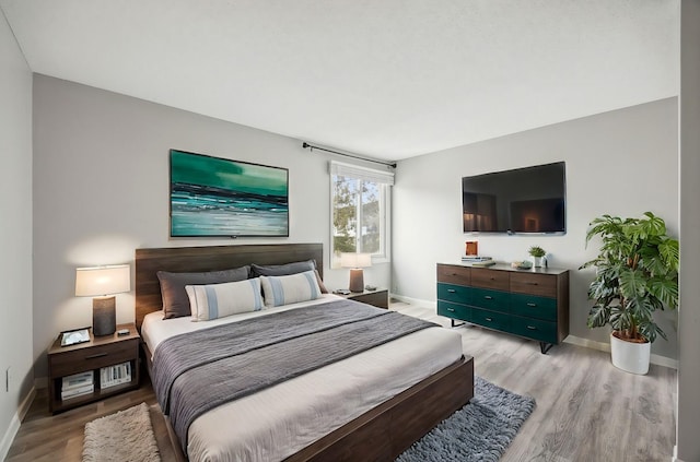 bedroom with light hardwood / wood-style flooring