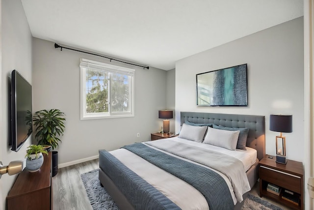 bedroom with wood-type flooring