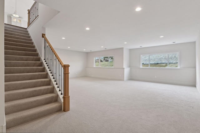 basement featuring carpet flooring