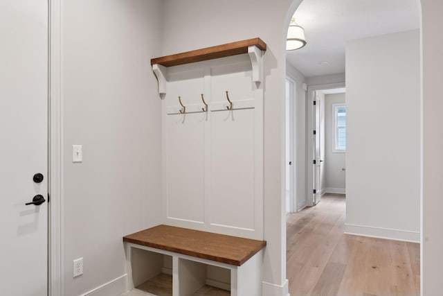 mudroom featuring light hardwood / wood-style floors