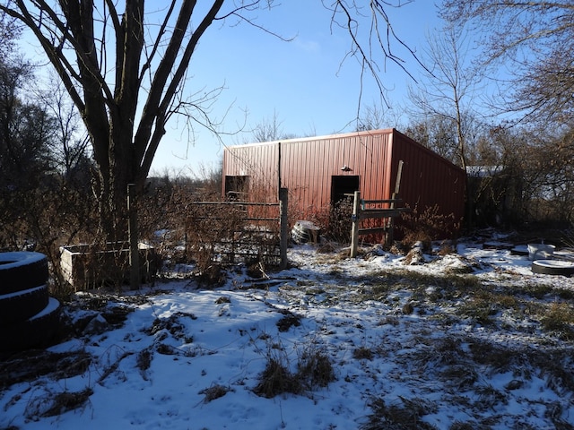 view of snow covered structure