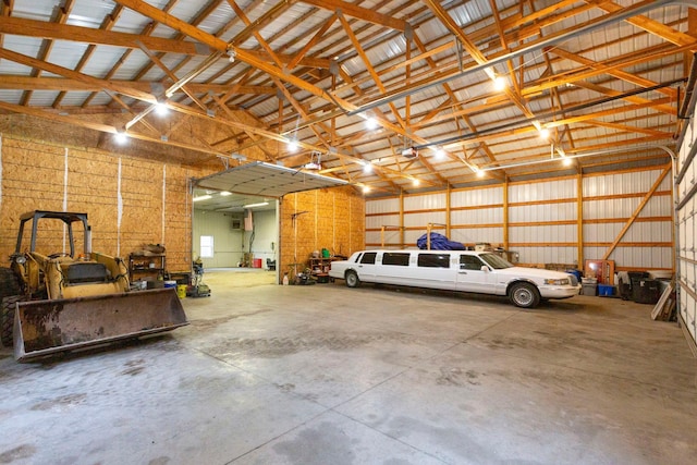 garage with a garage door opener