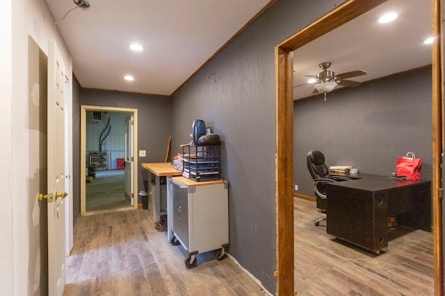 hall featuring light hardwood / wood-style floors