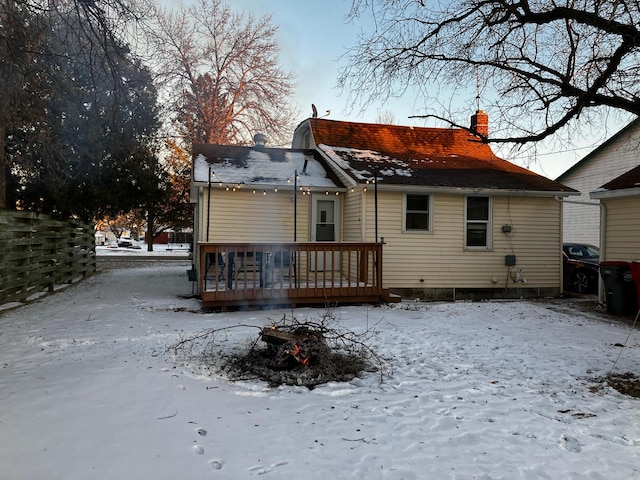 view of snow covered property