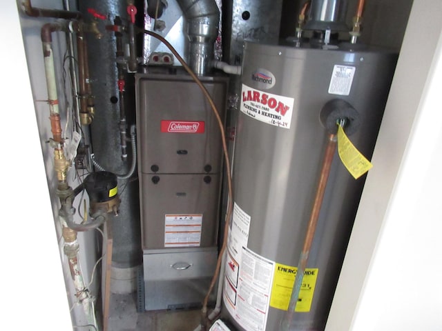 utility room featuring gas water heater