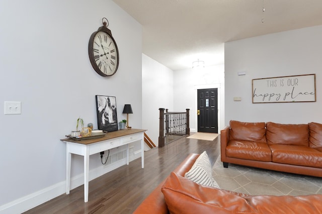 living room with wood-type flooring