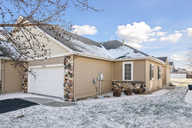 view of snow covered property